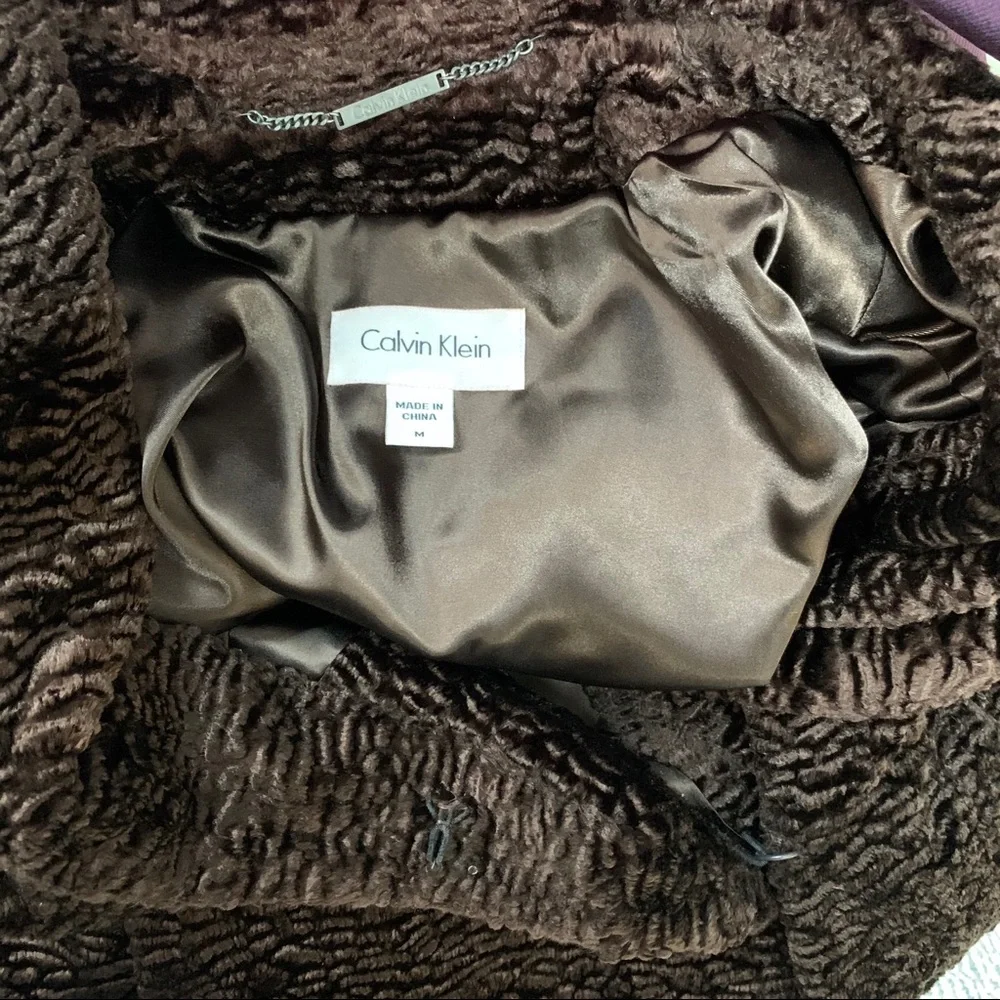 Vintage CALVIN KLEIN Coat Luxurious Crushed Velvet Victorian Retro Long M - Picture 7 of 14